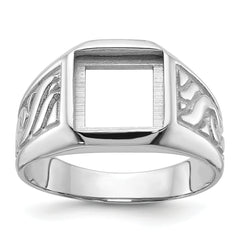 14k white men's onyx ring Mounting (No Stone Included)