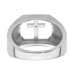 14k White Gold Mens Cross Ring Mounting (No Stone Included)