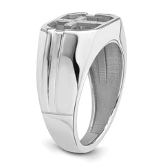 14k White Gold Mens Cross Ring Mounting (No Stone Included)