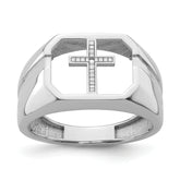14k White Gold Mens Cross Ring Mounting (No Stone Included)
