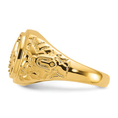 14k Polished and Nugget Texture Masonic Ring Mounting (No Stone Included)