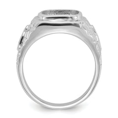 14k White Gold Men's Polished and Textured Masonic Ring Mounting (No Stone Included)