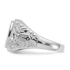 14k White Gold Men's Polished and Textured Masonic Ring Mounting (No Stone Included)