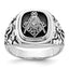 Men's Quality Diamonds Masonic Ring in 14K White Gold (0.02 ct. tw.), Size 10 - Sophia Jewelers
