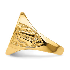 14k Men's Polished and Grooved (Not Enameled) Masonic Ring