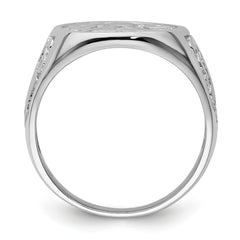 14k White Gold Men's Polished and Grooved (No Enamel) Masonic Ring