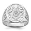 14k White Gold Men's Polished and Grooved (No Enamel) Masonic Ring - Sophia Jewelers
