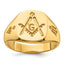 Men's No Enamel Masonic Grooved Ring in 14K Yellow Gold, Size 10 - Sophia Jewelers
