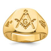14k Men's Polished and Grooved (No Enamel) Masonic Ring