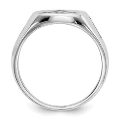 14k White Gold Men's Polished and Grooved with Black Enamel Masonic Ring