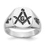 Men's Enamel Masonic Grooved Ring in 14K White Gold, 3.8mm, Size 10 - Sophia Jewelers