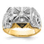 14k Two-tone Men's Polished and Textured Masonic Ring Mounting (No Stone Included)