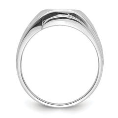 14k White Gold Men's Polished and Grooved Masonic Ring Mounting (No Stone Included)
