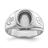 14k White Gold Men's Polished and Grooved Masonic Ring Mounting (No Stone Included)