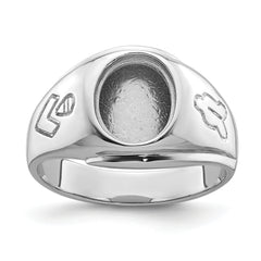14k White Gold Men's Polished and Grooved Masonic Ring Mounting (No Stone Included)
