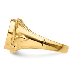 14k Men's Polished and Textured Masonic Ring Mounting (No Stone Included)