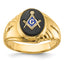 Men's Oval Onyx Masonic Ring in 14K Yellow Gold, Textured, Size 10 - Sophia Jewelers