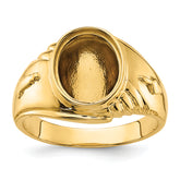 14k Men's Polished and Textured Masonic Ring Mounting (No Stone Included)