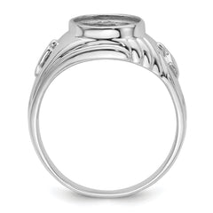 14k White Gold Men's Polished and Textured Masonic Ring Mounting (No Stone Included)