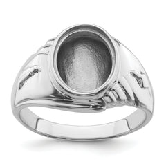 14k White Gold Men's Polished and Textured Masonic Ring Mounting (No Stone Included)