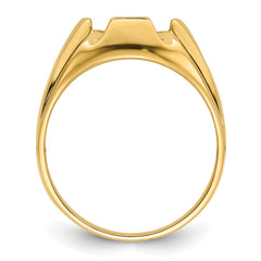 14k Men's Polished and Grooved Masonic Ring Mounting (No Stone Included)