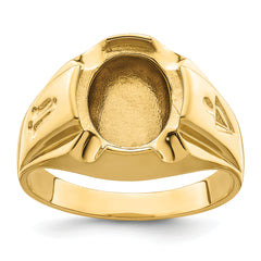 14k Men's Polished and Grooved Masonic Ring Mounting (No Stone Included)