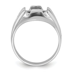 14k White Gold Men's Polished and Grooved Masonic Ring Mounting (No Stone Included)