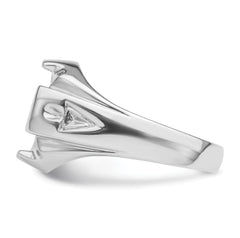 14k White Gold Men's Polished and Grooved Masonic Ring Mounting (No Stone Included)