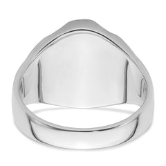 14k White Gold Men's Polished and Grooved Masonic Ring Mounting (No Stone Included)