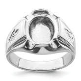 14k White Gold Men's Polished and Grooved Masonic Ring Mounting (No Stone Included)