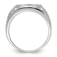 14k White Gold Men's Polished and Textured Masonic Ring Mounting (No Stone Included)