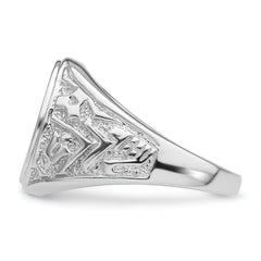 14k White Gold Men's Polished and Textured Masonic Ring Mounting (No Stone Included)