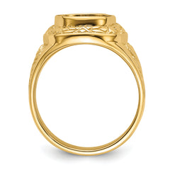 14k Men's Polished and Textured Masonic Ring Mounting (No Stone Included)
