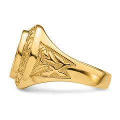 14k Men's Polished and Textured Masonic Ring Mounting (No Stone Included)