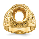 14k Men's Polished and Textured Masonic Ring Mounting (No Stone Included)