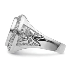 14k White Gold Men's Polished and Textured Masonic Ring Mounting (No Stone Included)