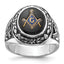 Men's Oval Onyx Masonic Ring in 14K White Gold, Size 10 - Sophia Jewelers