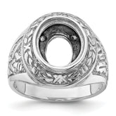 14k White Gold Men's Polished and Textured Masonic Ring Mounting (No Stone Included)