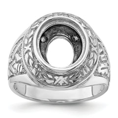 14k White Gold Men's Polished and Textured Masonic Ring Mounting (No Stone Included)