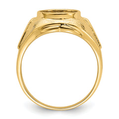 14k Men's Polished and Textured Masonic Ring Mounting (No Stone Included)