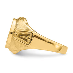 14k Men's Polished and Textured Masonic Ring Mounting (No Stone Included)