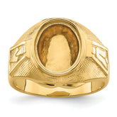 14k Men's Polished and Textured Masonic Ring Mounting (No Stone Included)