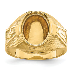 14k Men's Polished and Textured Masonic Ring Mounting (No Stone Included)