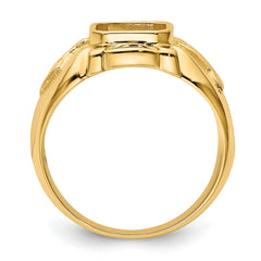 14k Men's Polished and Textured Masonic Ring Mounting (No Stone Included)