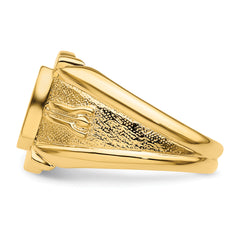 14k Men's Polished and Textured Masonic Ring Mounting (No Stone Included)