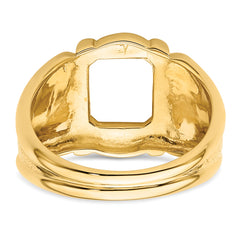 14k Men's Polished and Textured Masonic Ring Mounting (No Stone Included)
