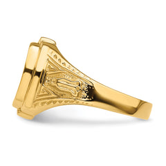 14k Men's Polished and Textured Masonic Ring Mounting (No Stone Included)