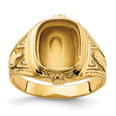 14k Men's Polished and Textured Masonic Ring Mounting (No Stone Included)