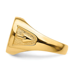 14k Men's Polished and Textured Masonic Ring Mounting (No Stone Included)