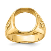 14k Men's Polished and Textured Masonic Ring Mounting (No Stone Included)